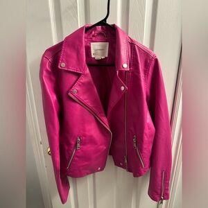 Brand new pink Anthropologie leather biker jacket